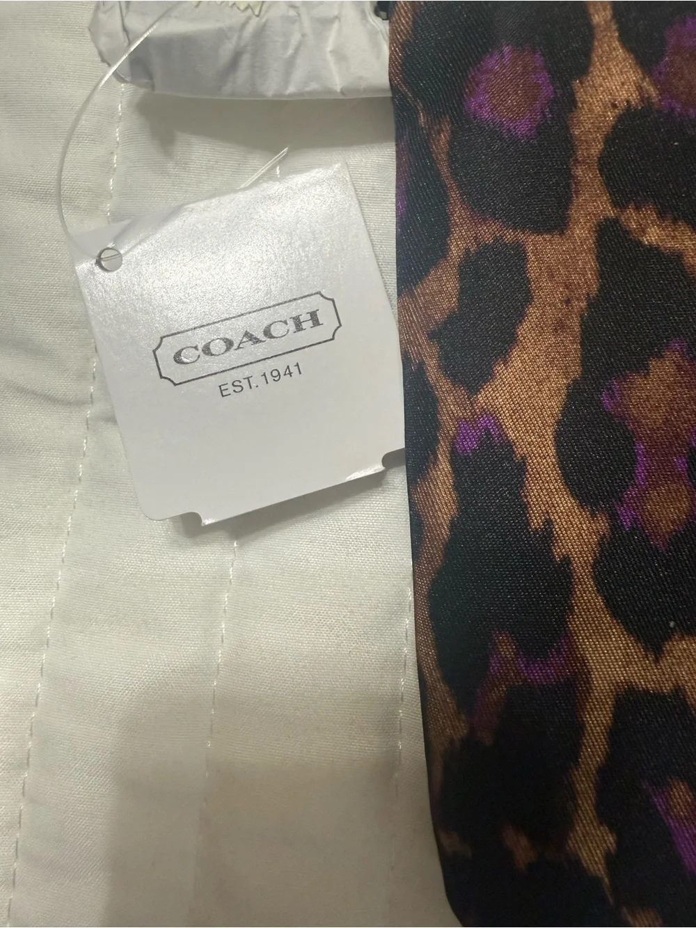 New with tag COACH Leopard-Print Tote with Purple Accents